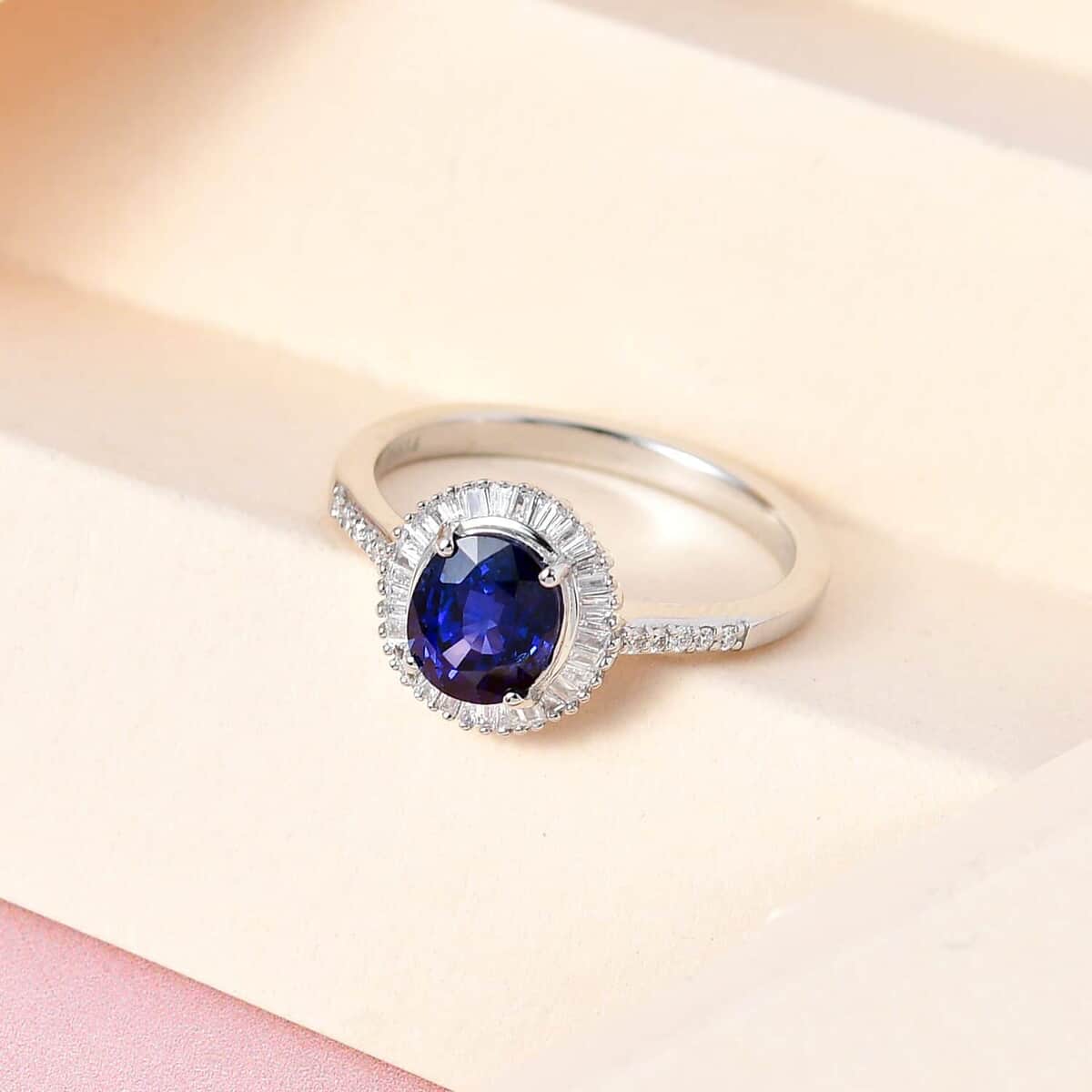 RHAPSODY 950 Platinum AAAA Tanzanian Color Change Sapphire and E-F VS Diamond Ring 6.40 Grams 2.40 ctw image number 1