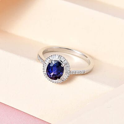 Rhapsody 950 Platinum AAAA Tanzanian Color Change Sapphire and E-F VS Diamond Ring (Size 5.0) 6.40 Grams 2.40 ctw