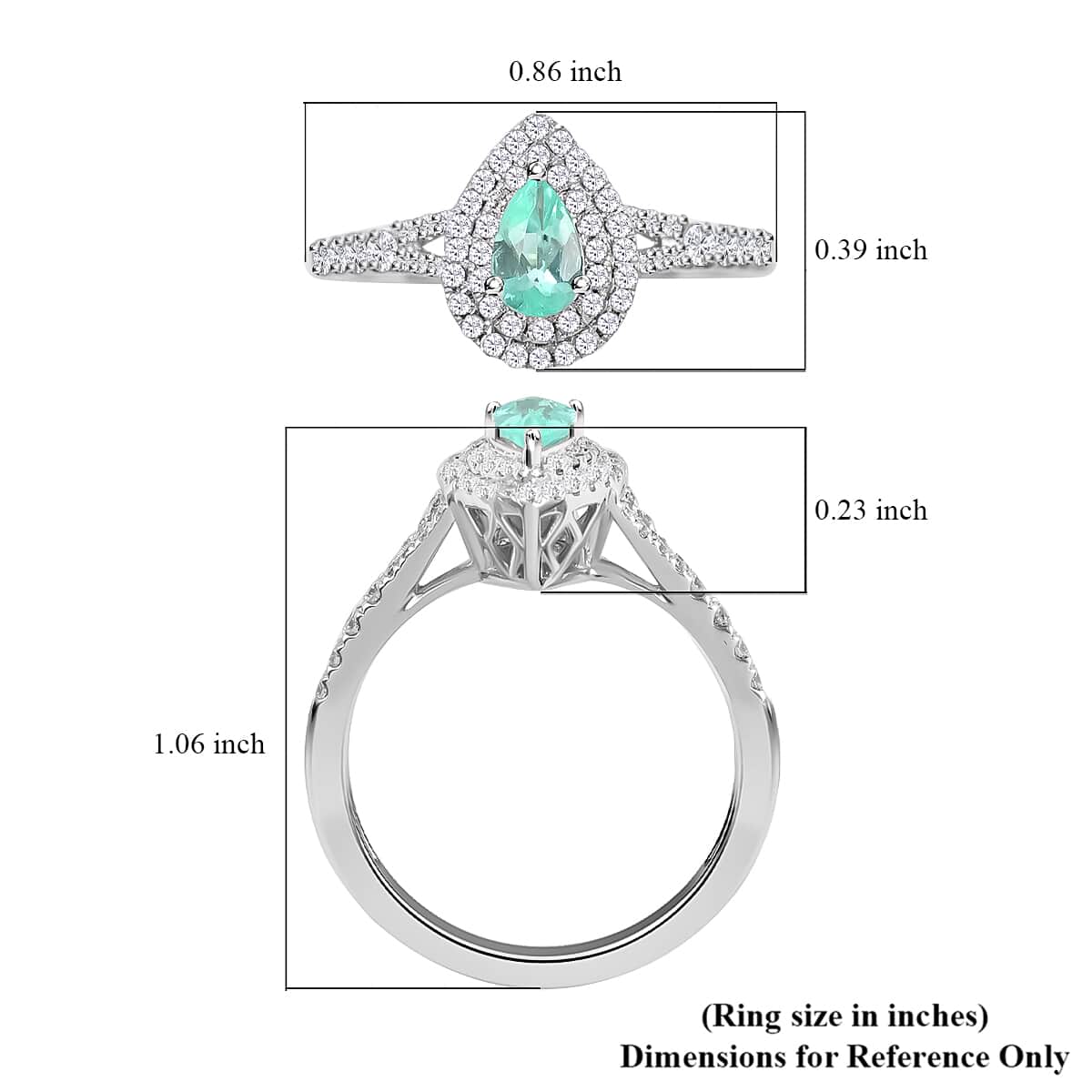 Certified Rhapsody 950 Platinum AAAA Paraiba Tourmaline and E-F VS Diamond Double Halo Ring (Size 7.5) 4.25 Grams 0.65 ctw image number 5