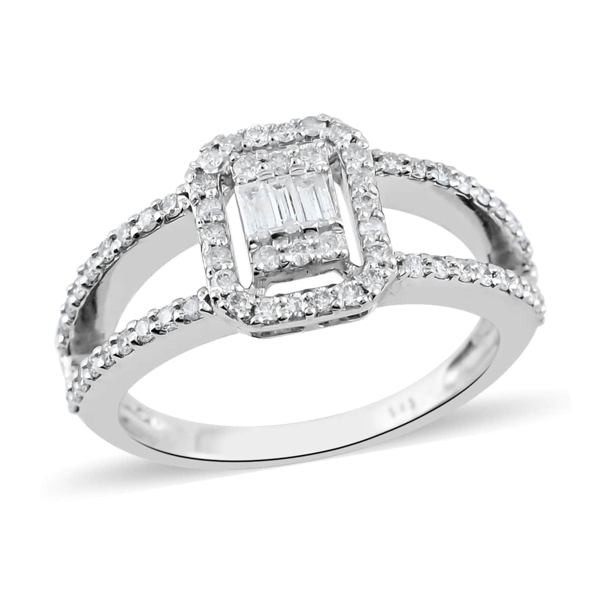 14K White Gold Diamond Ring (Size 5.0) 3.90 Grams 0.50 ctw image number 0