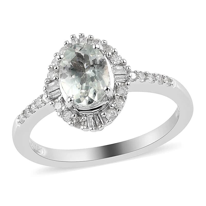 Luxoro 14K White Gold Premium Narsipatnam Alexandrite and G-H I3 Diamond Halo Ring (Size 5.0) 1.10 ctw