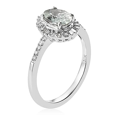 Luxoro 14K White Gold Premium Narsipatnam Alexandrite and G-H I3 Diamond Halo Ring (Size 5.0) 1.10 ctw