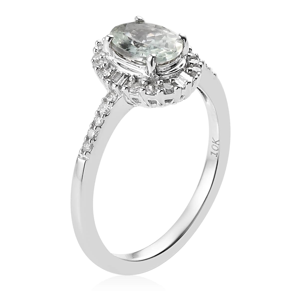 Luxoro 14K White Gold Premium Narsipatnam Alexandrite and G-H I3 Diamond Halo Ring (Size 6.5) 1.10 ctw image number 3