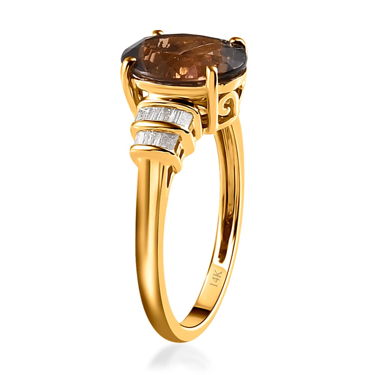 Luxoro 14K Yellow Gold Premium Natural Yellow Tanzanite and G-H I3 Diamond Ring (Size 5.0) 3.10 ctw image number 3