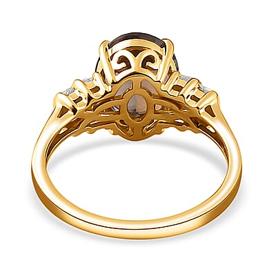 Luxoro 14K Yellow Gold Premium Natural Yellow Tanzanite and G-H I3 Diamond Ring (Size 5.0) 3.10 ctw