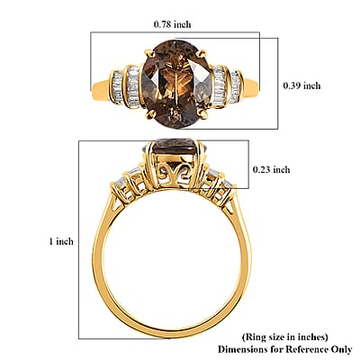 Luxoro 14K Yellow Gold Premium Natural Yellow Tanzanite and G-H I3 Diamond Ring (Size 5.0) 3.10 ctw
