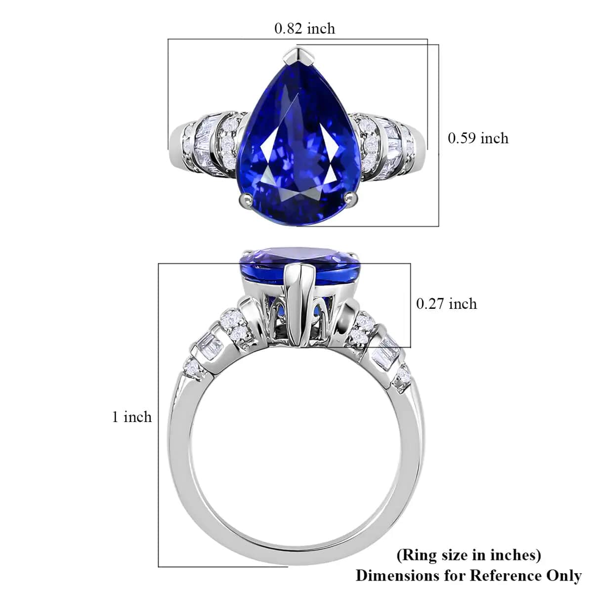 Rhapsody 950 Platinum AAAA Tanzanite and Diamond Ring , Tanzanite Ring, Diamond Accents, Platinum Ring 7.25 Grams 5.85 ctw (Size 5.0) image number 6