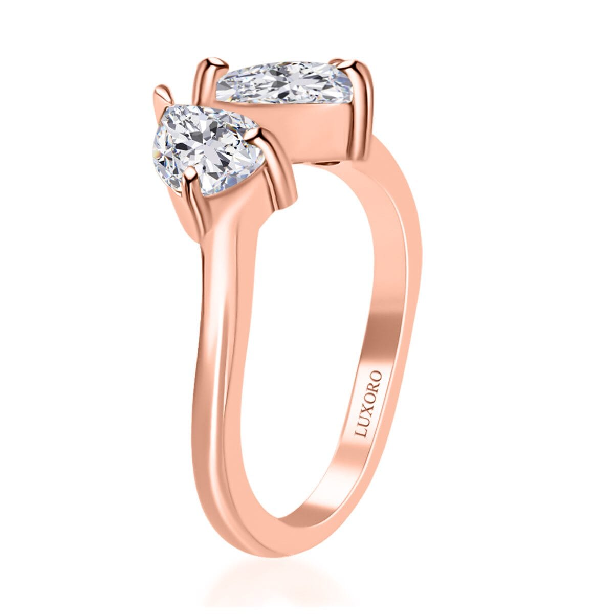 LUXORO 10K Rose Gold Moissanite Bypass Openable Ring 2.70 Grams 1.40 ctw image number 3
