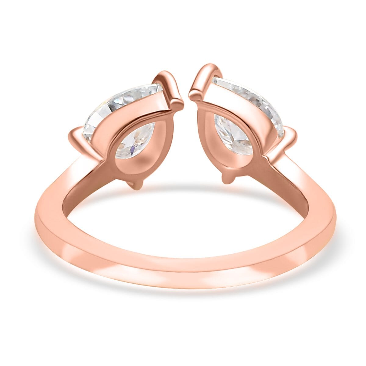 LUXORO 10K Rose Gold Moissanite Bypass Openable Ring 2.70 Grams 1.40 ctw image number 4