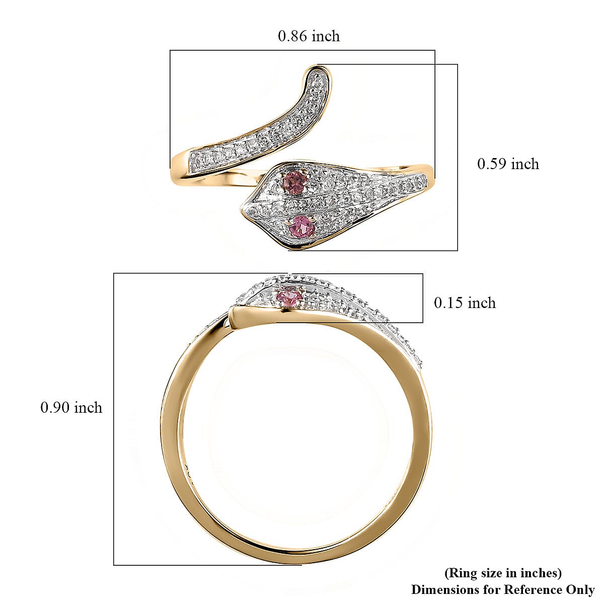 10K Yellow Gold  AA  Pink Tourmaline, White Zircon Fancy Ring ,  Gold Wt. 2.39 g 0.23 ctw