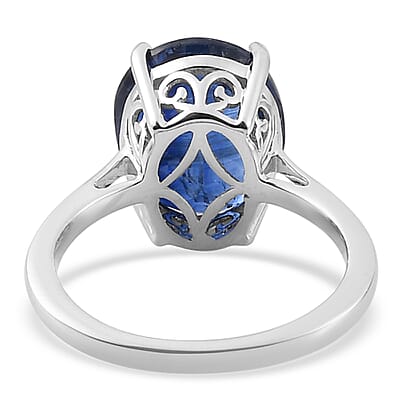 Luxoro 10K White Gold Premium Kashmir Kyanite Solitaire Ring (Size 5.0) 2.75 Grams 6.35 ctw