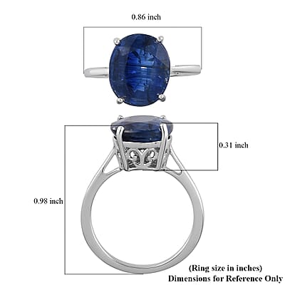 Luxoro 10K White Gold Premium Kashmir Kyanite Solitaire Ring (Size 5.0) 2.75 Grams 6.35 ctw