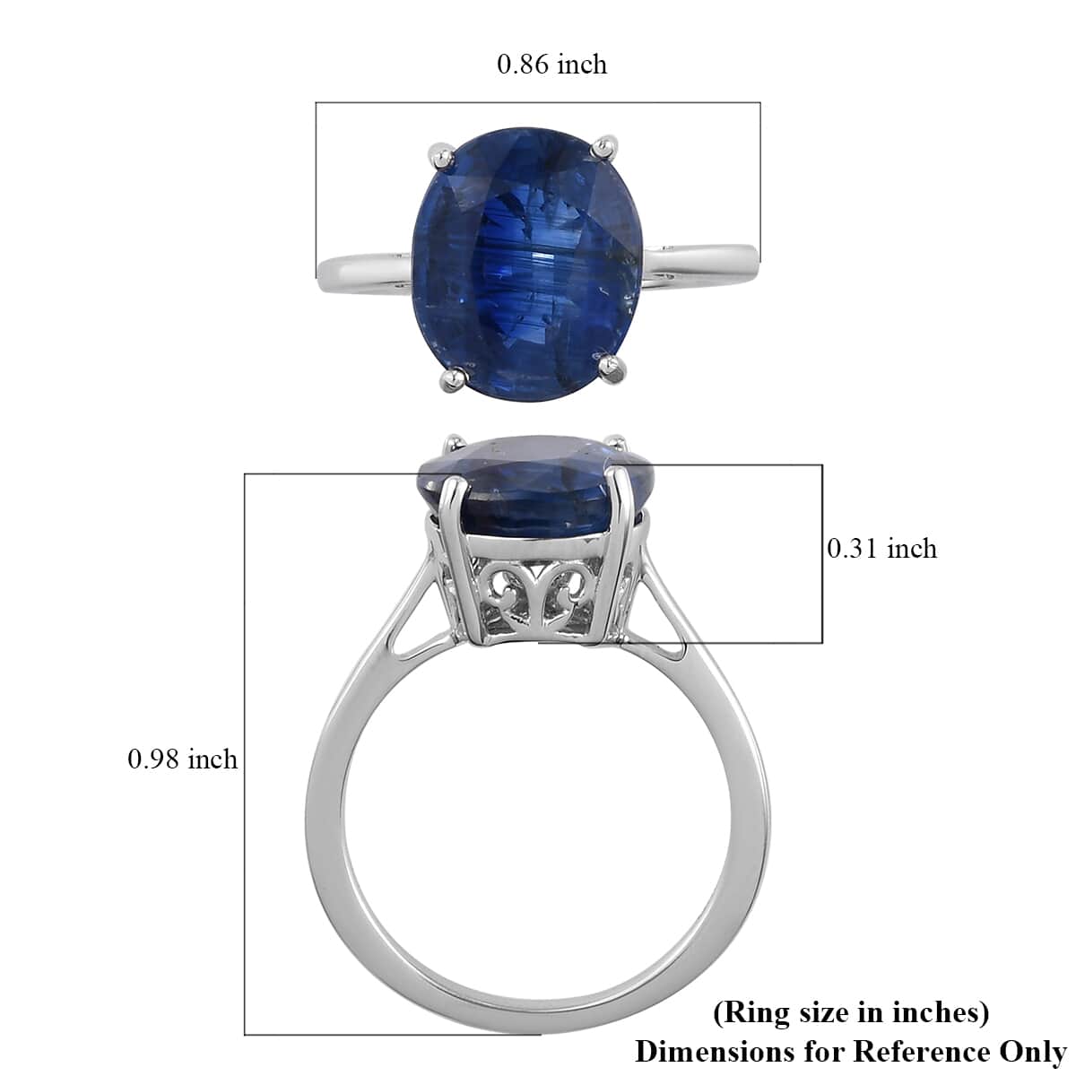 Luxoro 10K White Gold Premium Kashmir Kyanite Solitaire Ring (Size 11.0) 2.75 Grams 6.35 ctw image number 5