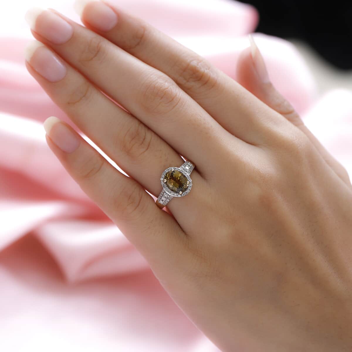 Luxoro 14K Yellow Gold Premium Golden Tanzanite and G-H I3 Diamond Ring (Size 6.5) 2.20 ctw image number 2