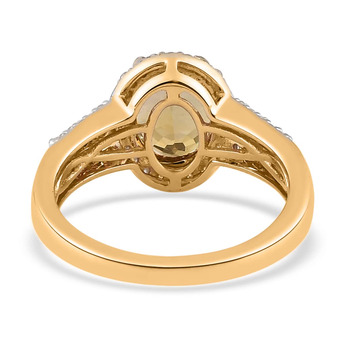 Luxoro 14K Yellow Gold Premium Golden Tanzanite and G-H I3 Diamond Ring (Size 6.5) 2.20 ctw image number 4