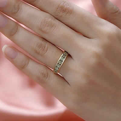 Luxoro 10K Yellow Gold Premium Ambanja Demantoid Garnet Half Eternity Band Ring (Size 10.0) 1.15 ctw