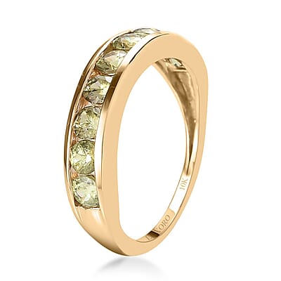 Luxoro 10K Yellow Gold Premium Ambanja Demantoid Garnet Half Eternity Band Ring (Size 10.0) 1.15 ctw