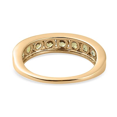 Luxoro 10K Yellow Gold Premium Ambanja Demantoid Garnet Half Eternity Band Ring (Size 10.0) 1.15 ctw