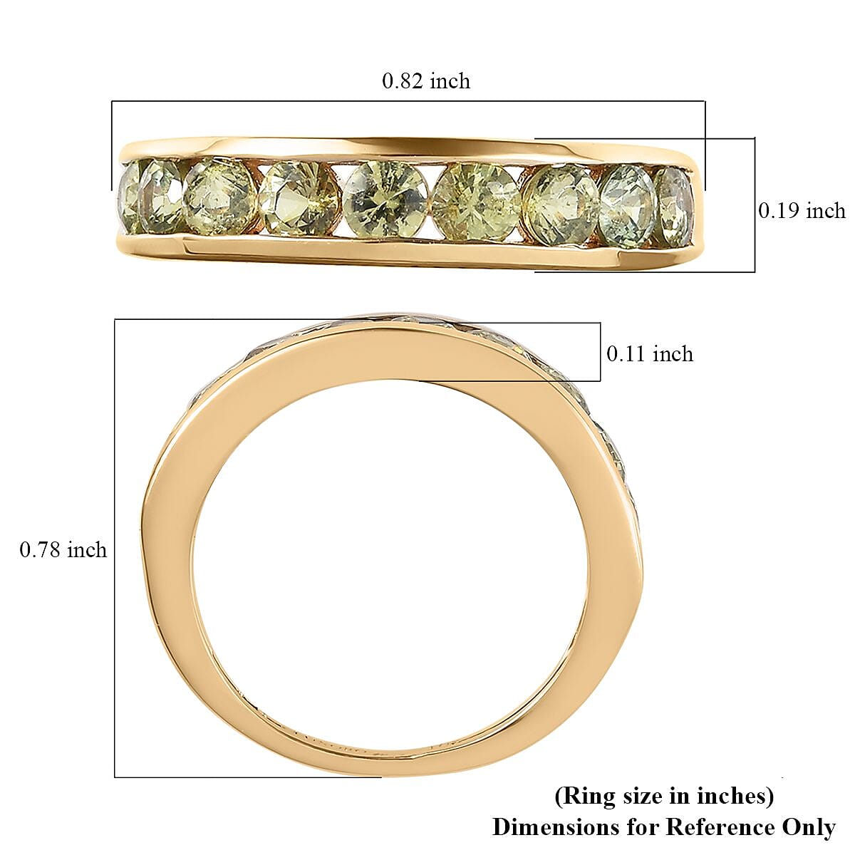 Luxoro 10K Yellow Gold Premium Ambanja Demantoid Garnet Half Eternity Band Ring (Size 10.0) 1.15 ctw