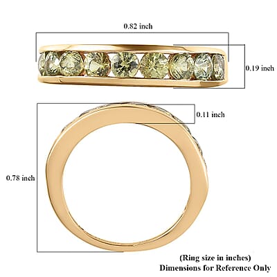 Luxoro 10K Yellow Gold Premium Ambanja Demantoid Garnet Half Eternity Band Ring (Size 10.0) 1.15 ctw