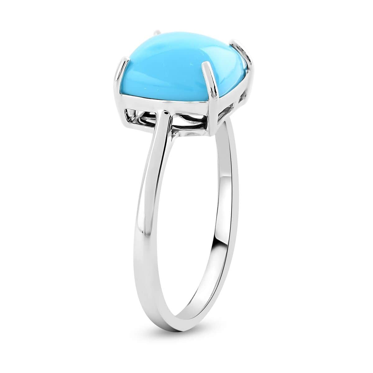 Luxoro 14K White Gold AAA Sleeping Beauty Turquoise Solitaire Ring (Size 5.0) 2.25 Grams 3.15 ctw image number 3