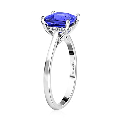 Certified and Appraised Rhapsody 950 Platinum AAAA Tanzanite and E-F VS Diamond Ring (Size 5.0) 4.50 Grams 2.75 ctw