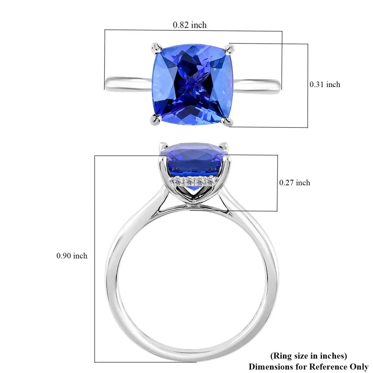 Certified Rhapsody 950 Platinum AAAA Tanzanite and E-F VS Diamond Ring (Size 9.5) 4.50 Grams 2.75 ctw image number 4