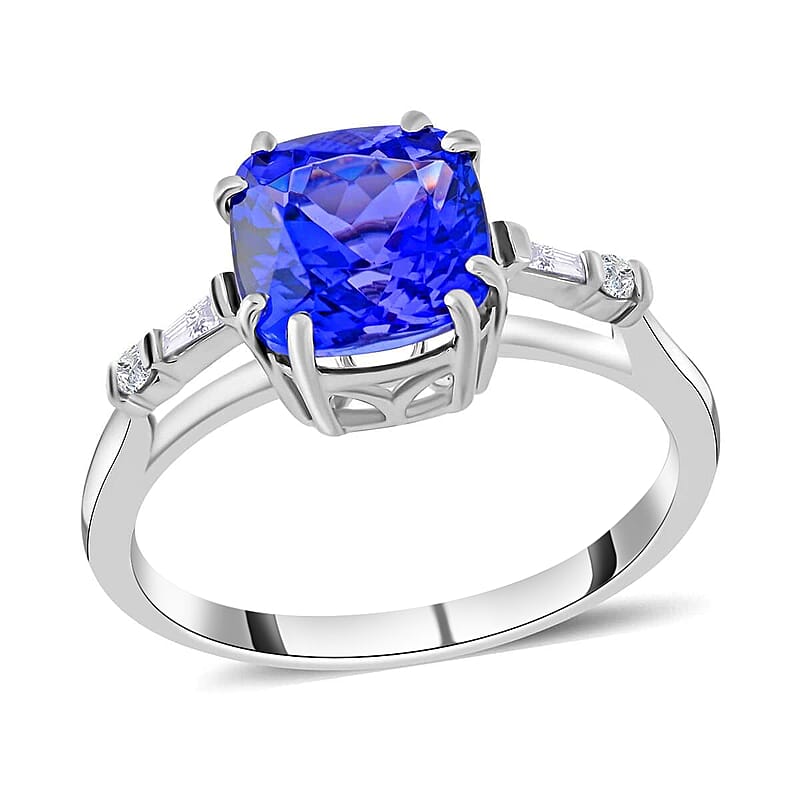 Rhapsody Certified and Appraised AAAA Tanzanite Ring, G-H SI Diamond Accent Ring, 950 Platinum Ring, Wedding Ring, Tanzanite Gifts For Her 4.75 Grams, 2.75 ctw