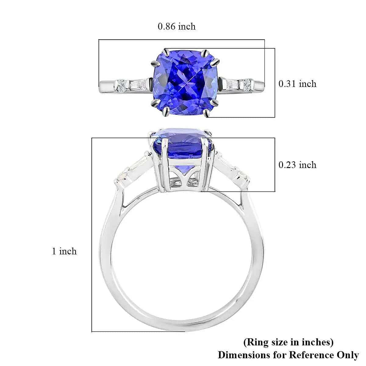 Rhapsody Certified AAAA Tanzanite Ring, G-H SI Diamond Accent Ring, 950 Platinum Ring, Wedding Ring, Tanzanite Gifts For Her 4.75 Grams, 2.75 ctw