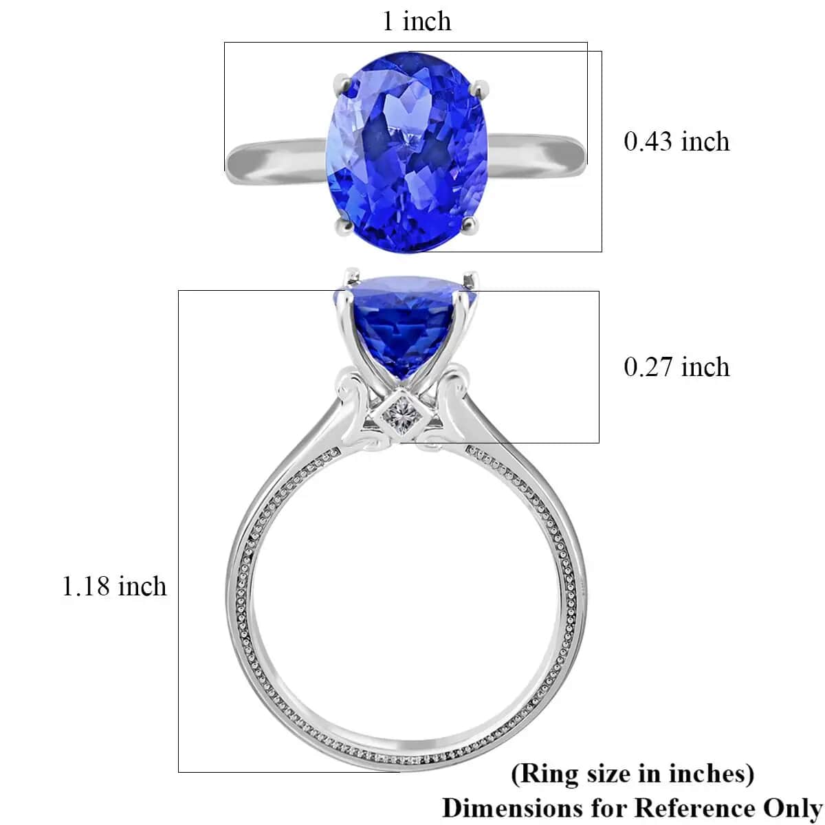 Certified Rhapsody 950 Platinum AAAA Tanzanite and E-F VS Diamond Ring (Size 5.0) 6.10 Grams 4.25 ctw image number 4