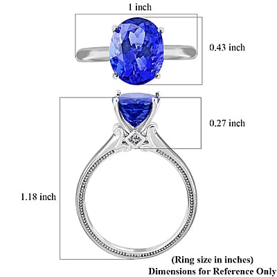 Certified and Appraised Rhapsody 950 Platinum AAAA Tanzanite and E-F VS Diamond Ring (Size 11.0) 6.10 Grams 4.25 ctw