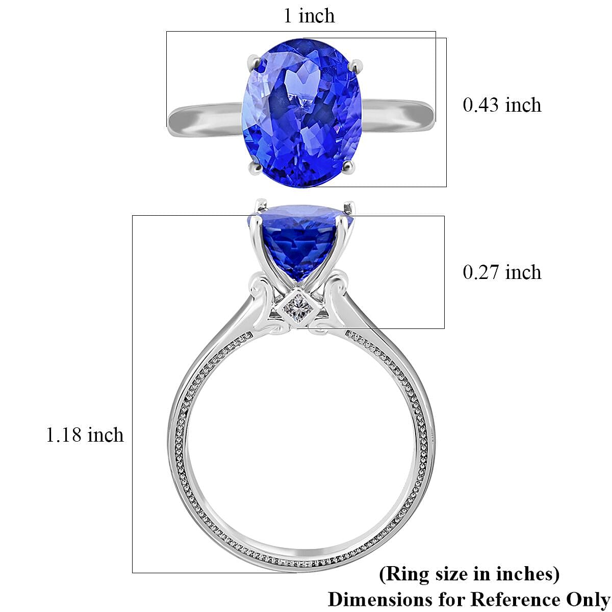 Certified & Appraised Rhapsody 950 Platinum AAAA Tanzanite and E-F VS Diamond Ring (Size 8.5) 6.10 Grams 4.25 ctw image number 5