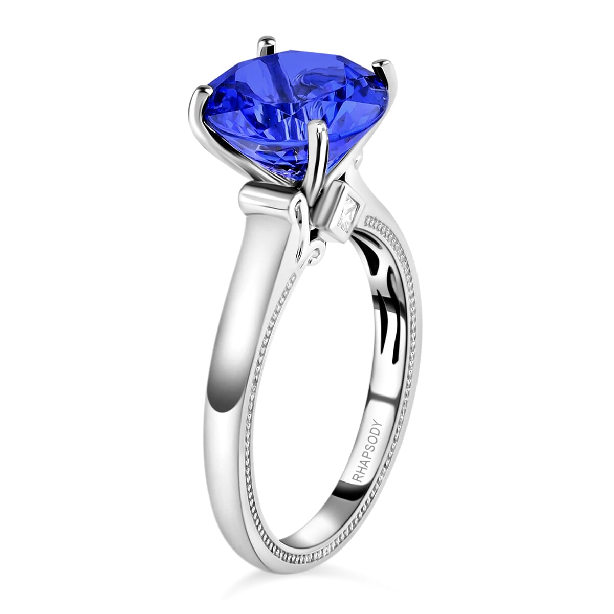 Ankur Treasure Chest Rhapsody Certified AAAA Tanzanite Ring | Diamond Accent Ring |950 Platinum Ring | Solitaire Ring | Tanzanite Solitaire Ring 5.90 Grams 4.25 ctw image number 3