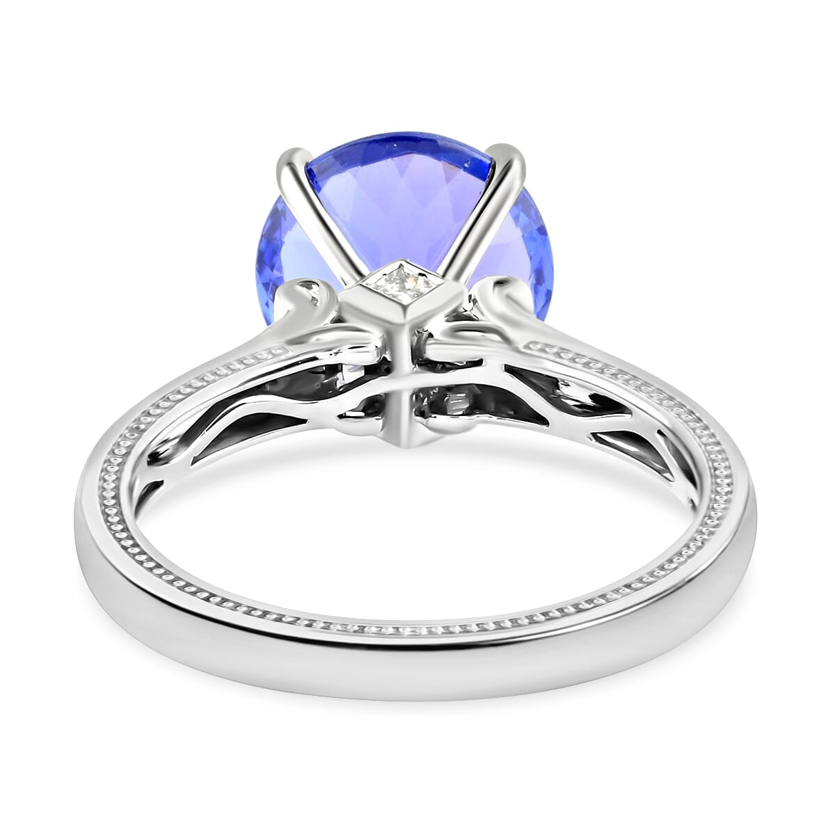 Ankur Treasure Chest Rhapsody Certified AAAA Tanzanite Ring | Diamond Accent Ring |950 Platinum Ring | Solitaire Ring | Tanzanite Solitaire Ring 5.90 Grams 4.25 ctw image number 4