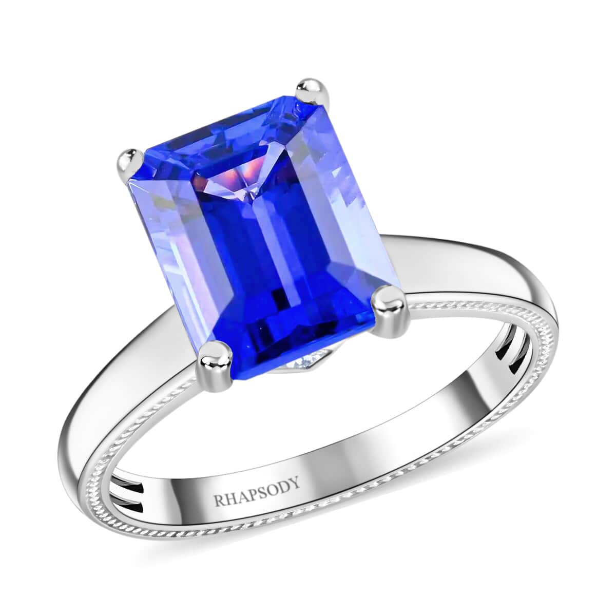 Doorbuster Certified & Appraised RHAPSODY 950 Platinum AAAA Tanzanite and E-F VS Diamond Ring 6 Grams 4.25 ctw image number 0