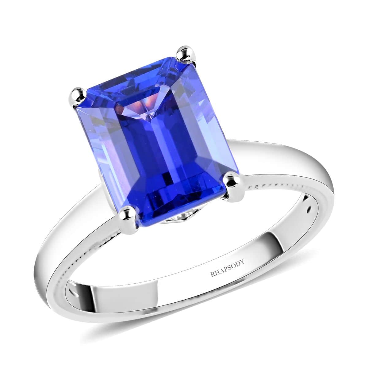 Certified Rhapsody 950 Platinum AAAA Tanzanite and E-F VS Diamond Ring (Size 11.0) 6 Grams 4.25 ctw (Del. in 10-12 Days) image number 0