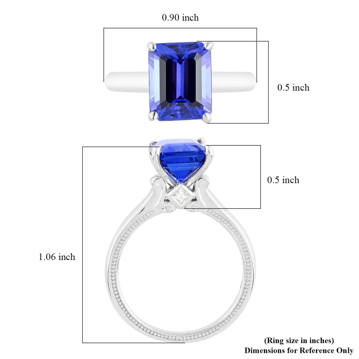 Certified Rhapsody 950 Platinum AAAA Tanzanite and E-F VS Diamond Ring (Size 11.0) 6 Grams 4.25 ctw (Del. in 10-12 Days) image number 6