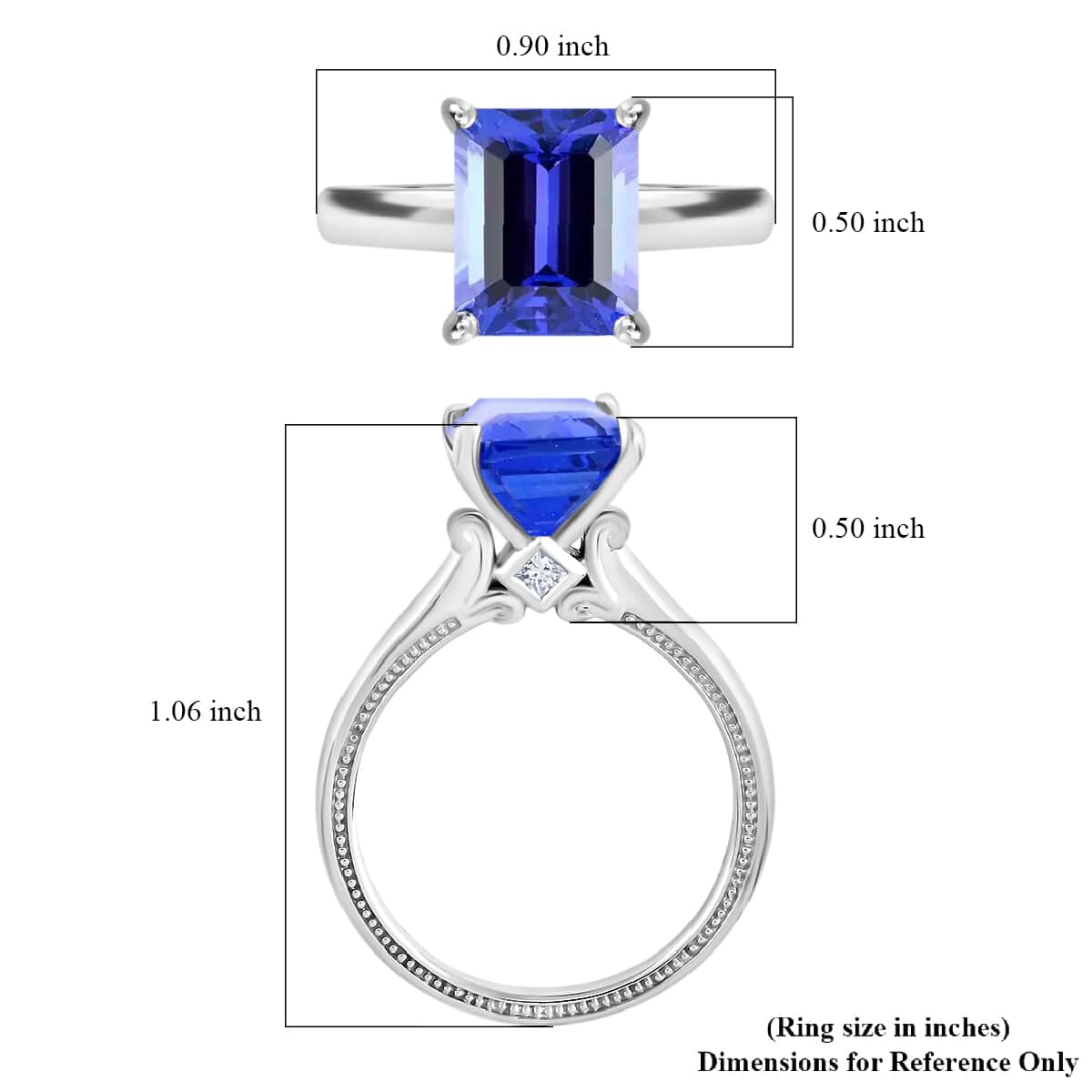 Certified Rhapsody 950 Platinum AAAA Tanzanite and E-F VS Diamond Ring (Size 6.5) 6 Grams 4.25 ctw image number 5