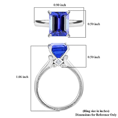 Certified and Appraised Rhapsody 950 Platinum AAAA Tanzanite and E-F VS Diamond Ring (Size 6.5) 6 Grams 4.25 ctw