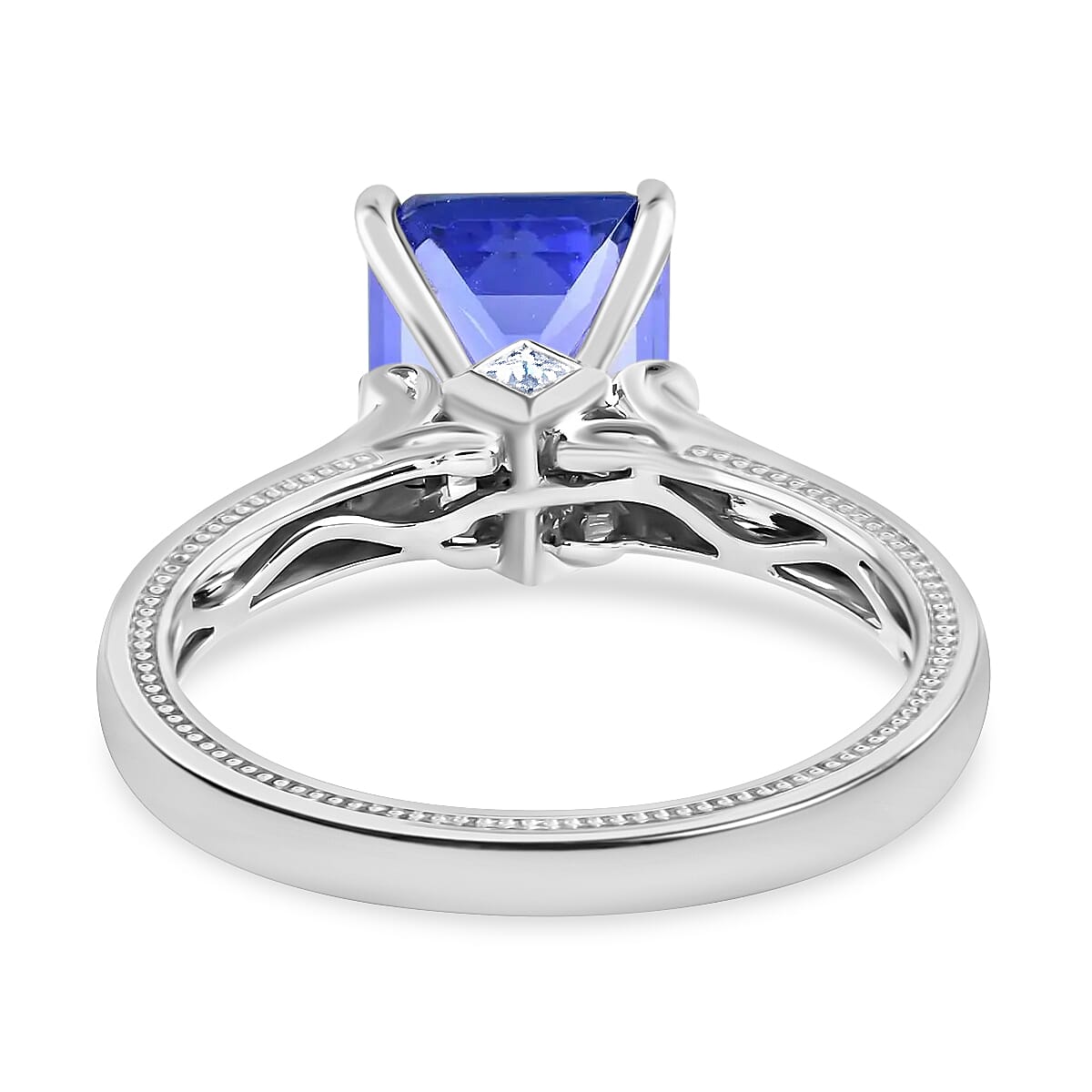 Certified Rhapsody 950 Platinum AAAA Tanzanite and E-F VS Diamond Ring (Size 7.5) 6 Grams 4.25 ctw image number 4