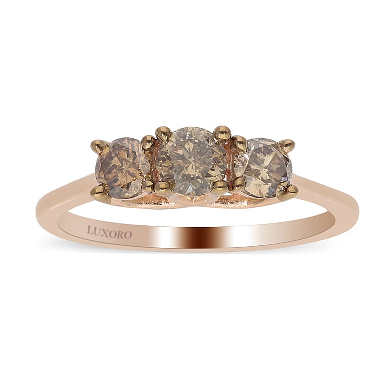 Luxoro 10K Rose Gold Natural Champagne Diamond Ring (Size 11.0) 2.25 Grams 1.00 ctw