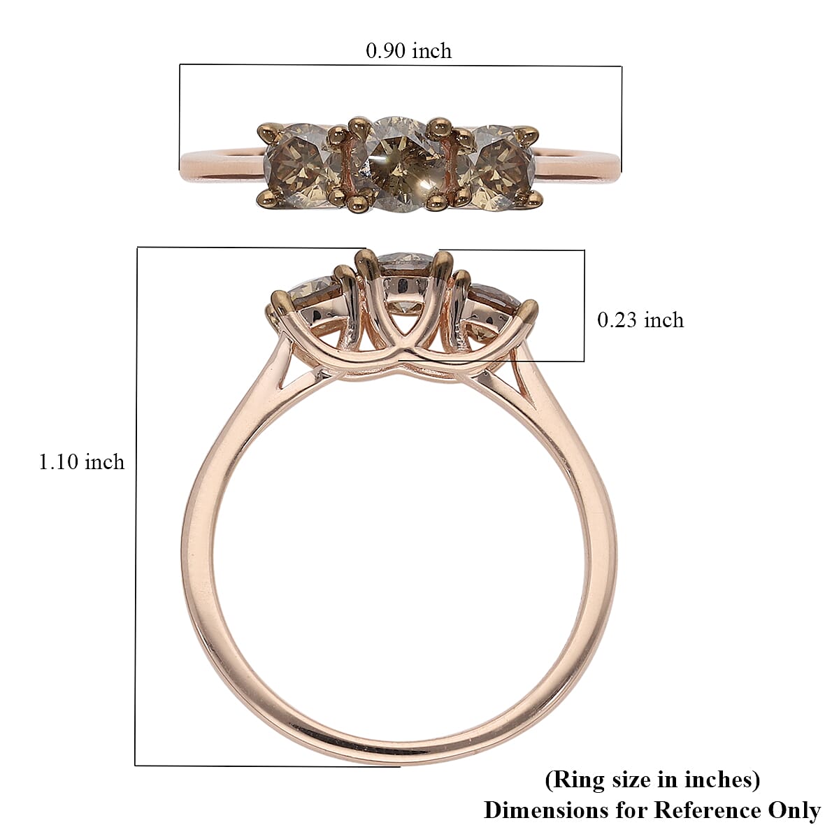 Luxoro 10K Rose Gold Natural Champagne Diamond Ring (Size 5.5) 1.00 ctw