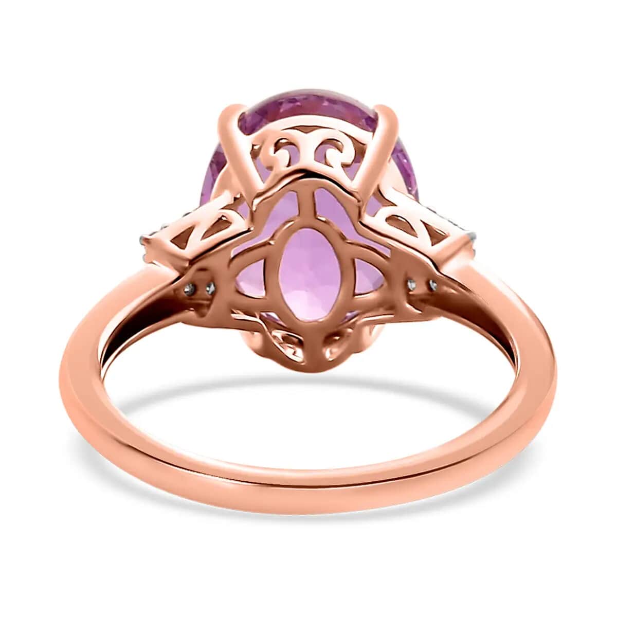 LUXORO 14K Rose Gold AAA Martha Rocha Kunzite and G-H I2 Diamond Ring (Size 6.0) 2.40 Grams 4.65 ctw image number 4