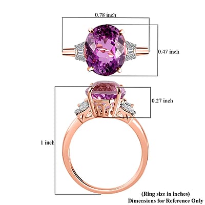 Luxoro AAA Martha Rocha Kunzite Ring, G-H I2 Diamond Accent Ring, 14K Rose Gold Ring, Kunzite Jewelry For Her, Gold Gifts For Her 4.90 ctw