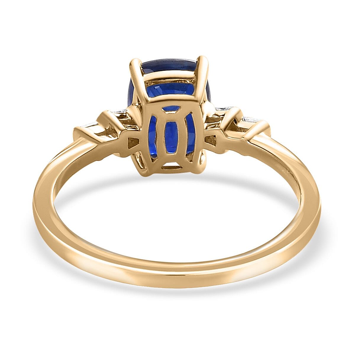 Luxoro 10K Yellow Gold Premium Tanzanian Blue Spinel (DF) and G-H I3 Diamond Ring (Size 5.0) 2.15 Grams 1.75 ctw