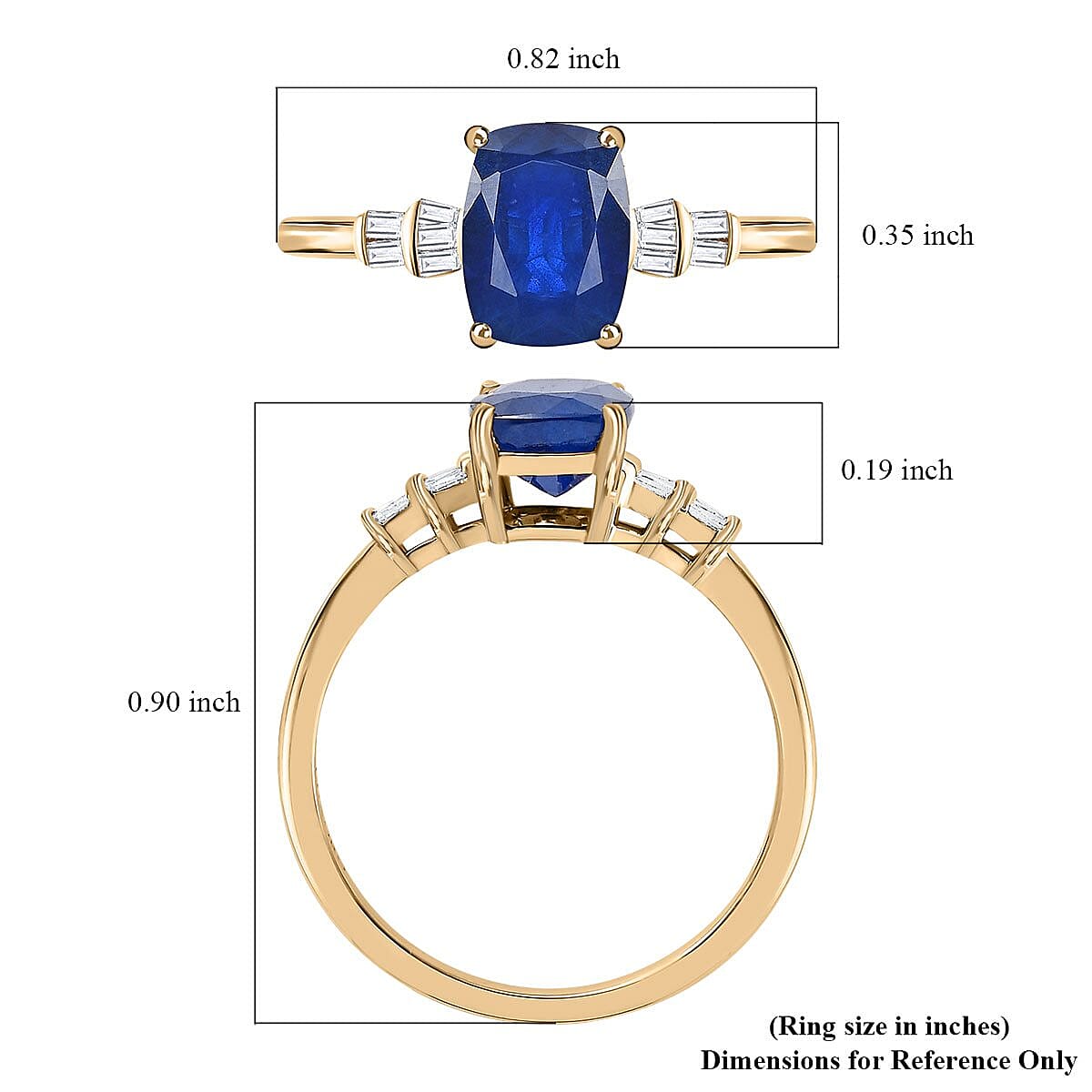 Luxoro 10K Yellow Gold Premium Tanzanian Blue Spinel (DF) and G-H I3 Diamond Ring (Size 5.0) 2.15 Grams 1.75 ctw