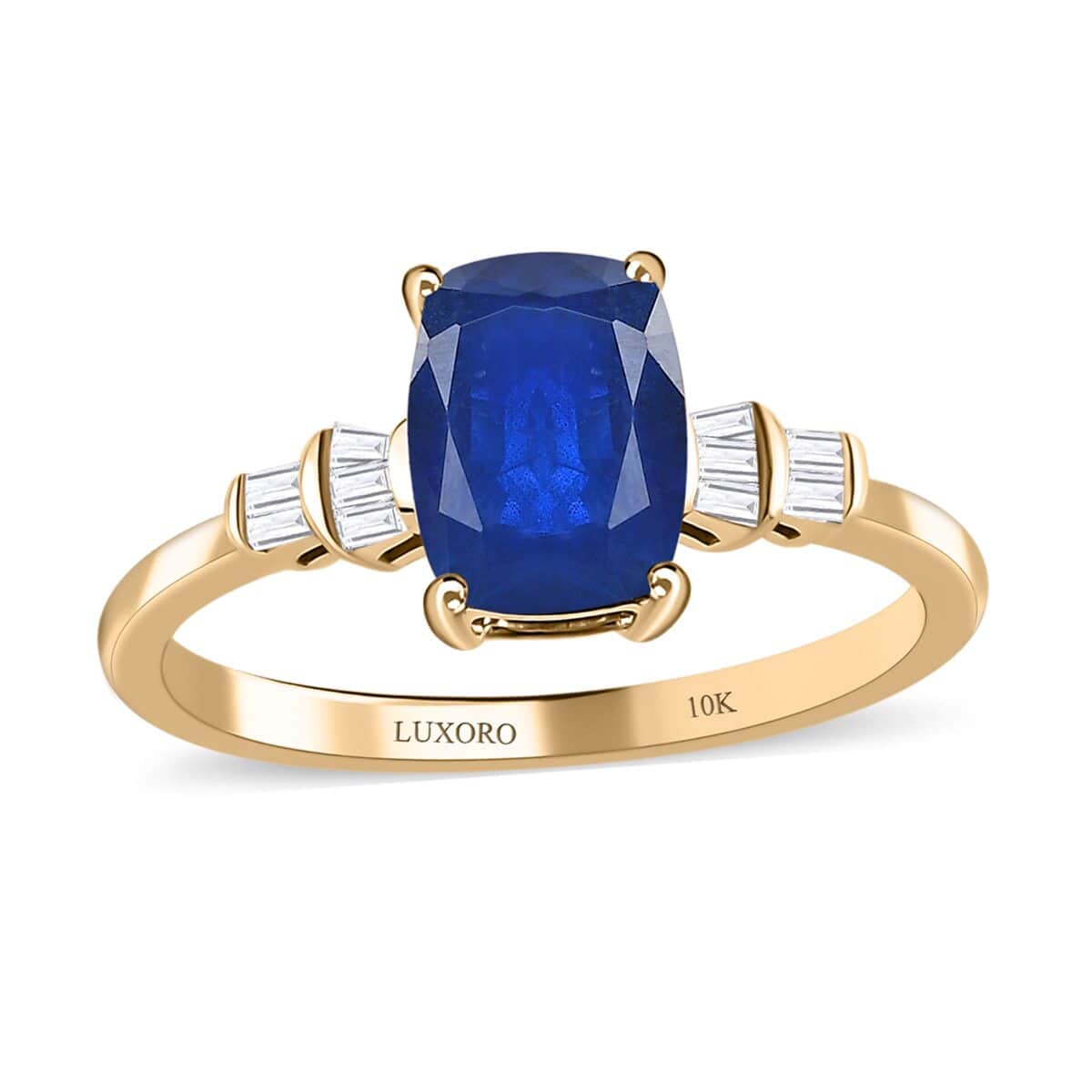 Luxoro 10K Yellow Gold Premium Tanzanian Blue Spinel (DF) and G-H I3 Diamond Ring (Size 7.5) 1.75 ctw image number 0