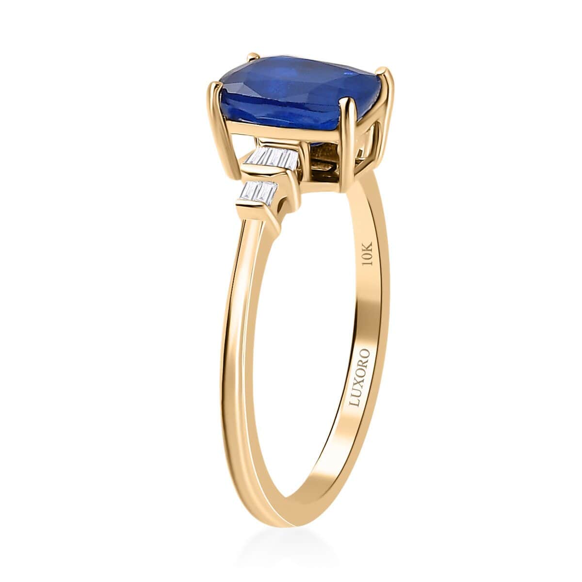 Luxoro 10K Yellow Gold Premium Tanzanian Blue Spinel (DF) and G-H I3 Diamond Ring (Size 7.5) 1.75 ctw image number 3