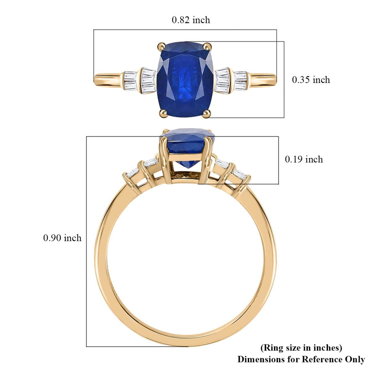 Luxoro 10K Yellow Gold Premium Tanzanian Blue Spinel (DF) and G-H I3 Diamond Ring (Size 7.5) 1.75 ctw image number 5