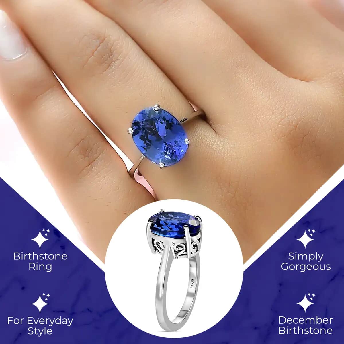 Rhapsody AAAA Tanzanite 5.00 ctw Ring , 950 Platinum Ring , Tanzanite Solitaire Ring , 950 Platinum Solitaire Ring , Engagement Rings For Women,Promise Ring image number 2